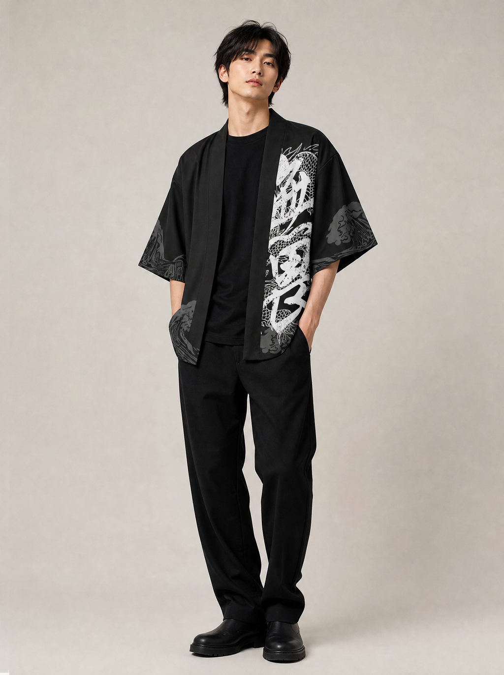 Worn by a Japanese male model: K11 No Fear Kimono