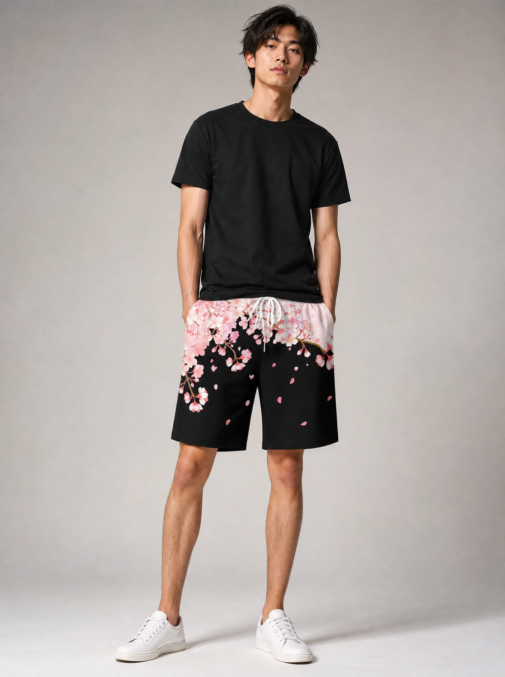 Worn by a Japanese male model: KS17 Sakura Shorts