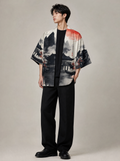 Worn by a Japanese male model: K27 Lake & Mountain Kimono