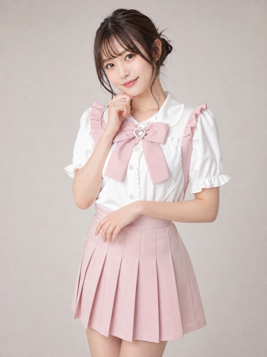 Worn by a Japanese female model: Sweet Fairy Kei Ribbon Blouse