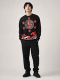 Worn by a Japanese male model: SW9060 Red Oni Embroidered Sweater