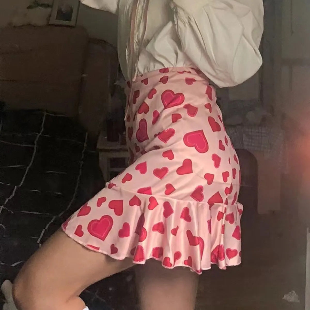 Kawaii Pink Heart Mermaid Skirt