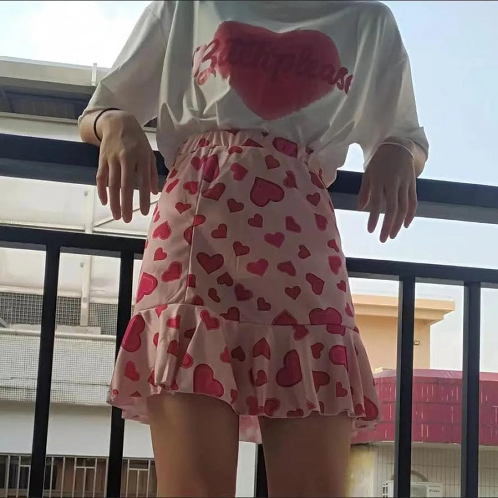Kawaii Pink Heart Mermaid Skirt