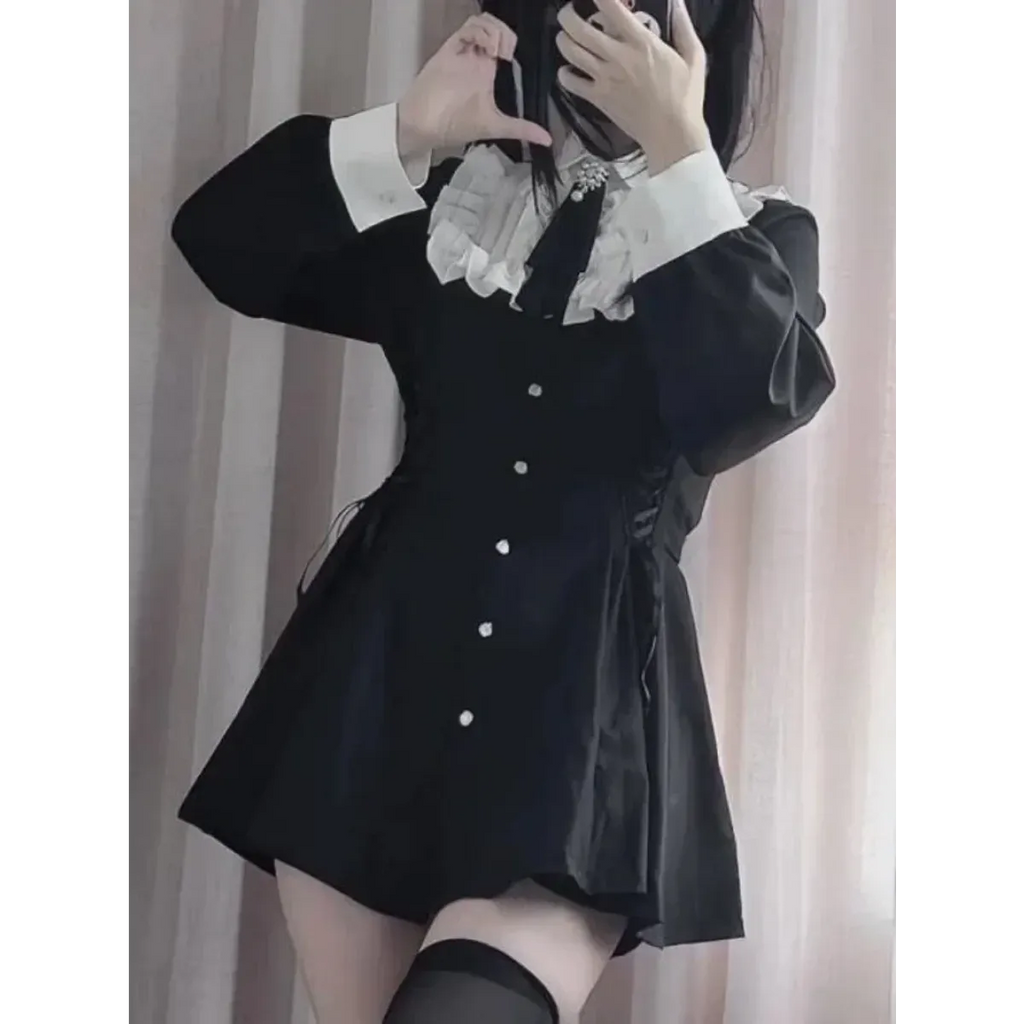 Lolita Harajuku Set – Lace Blouse & High Waist Skirt
