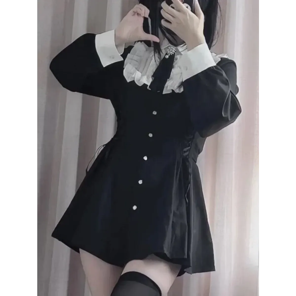 Lolita Harajuku Set – Lace Blouse & High Waist Skirt