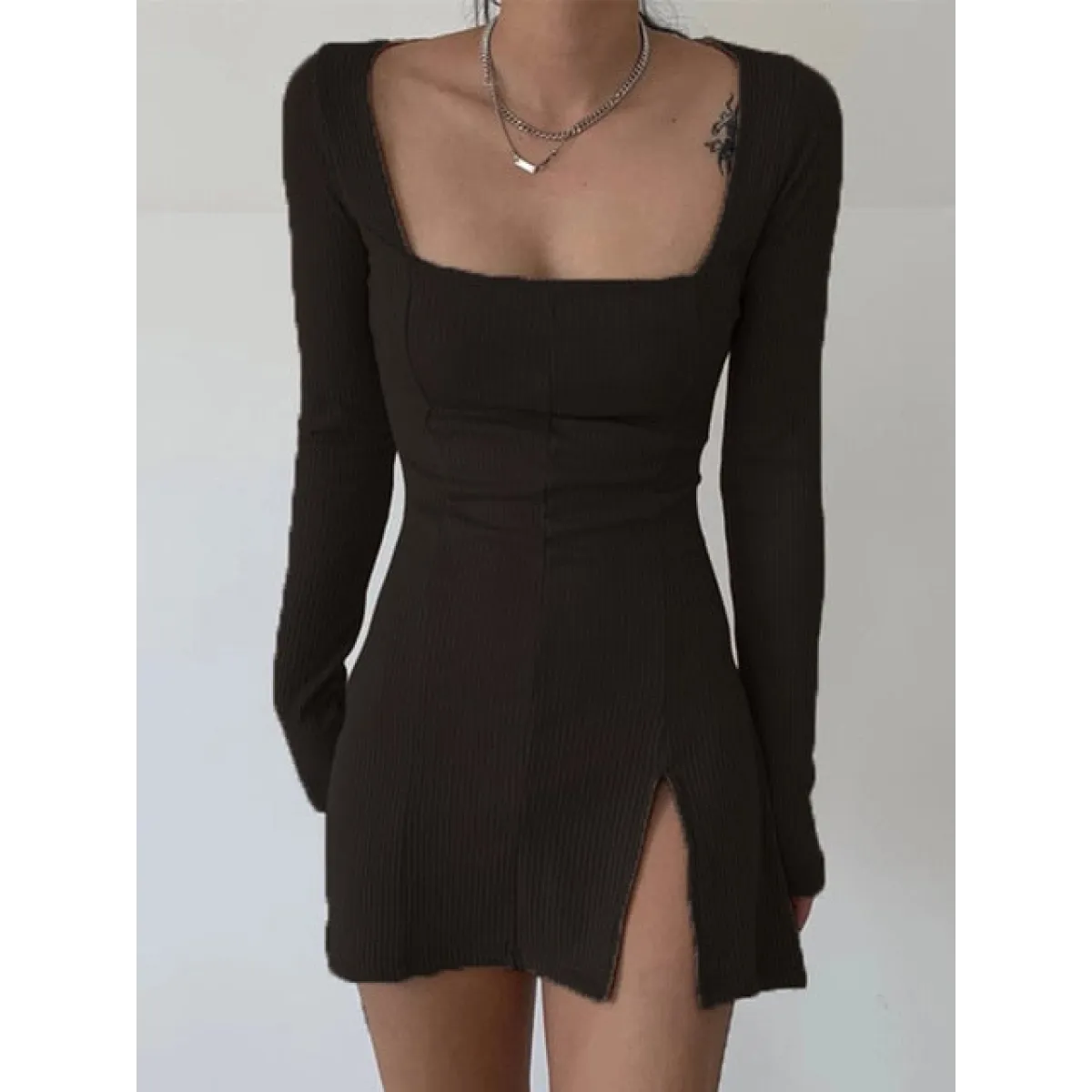 Solid Casual Knitted Dresses