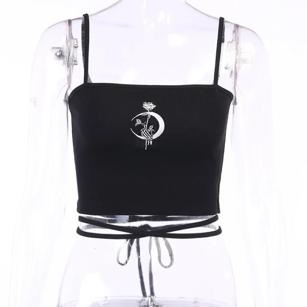 Midnight Moon Gothic Wrap Crop Top