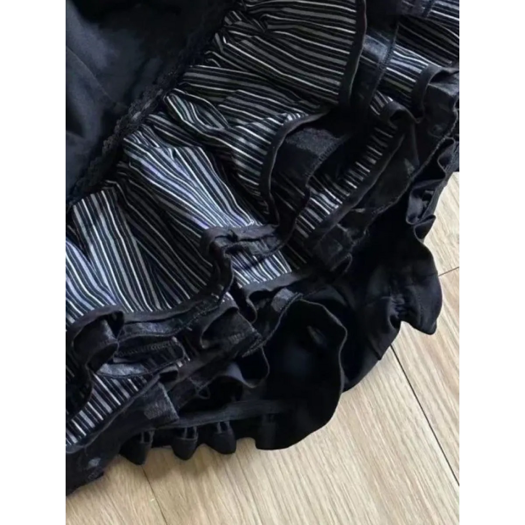 Black Punk Ruffle Mini Skirt