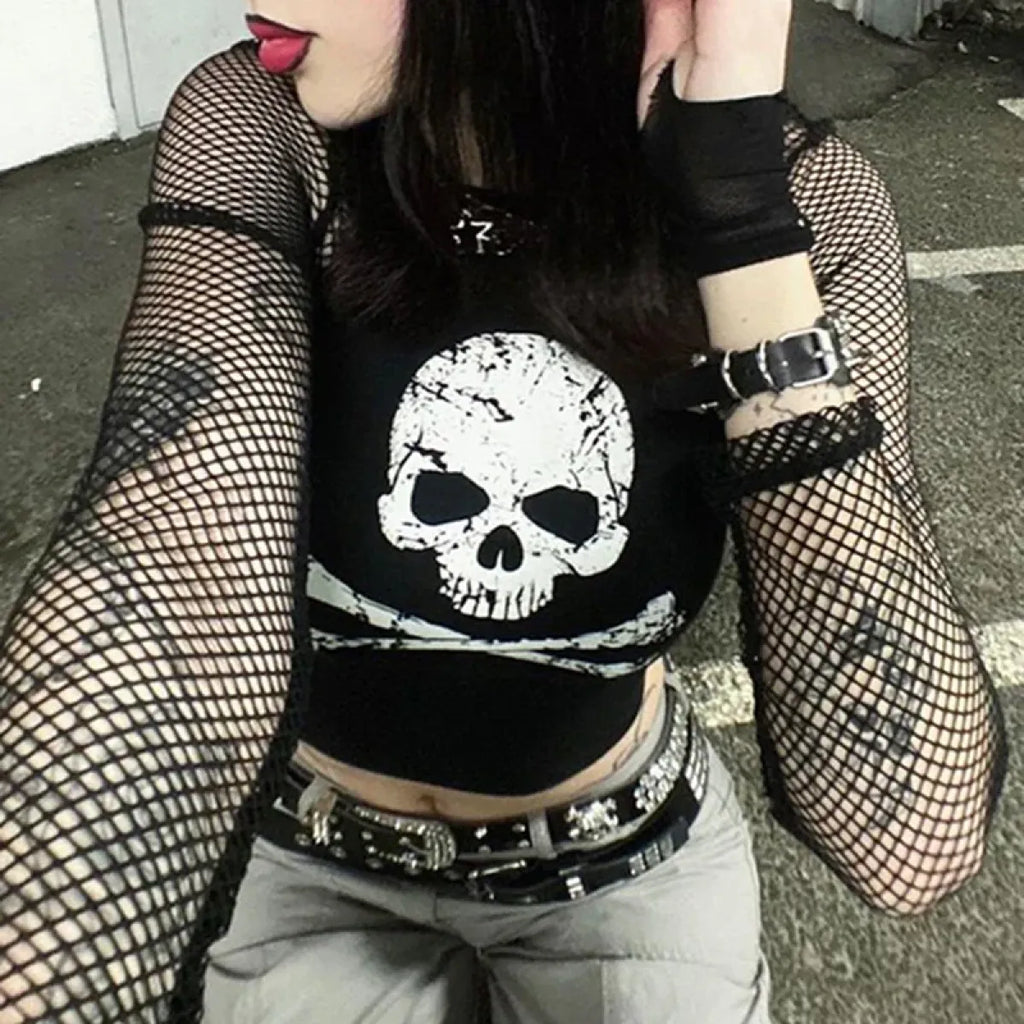 Punk Skull Camisole - Grunge Crop Top