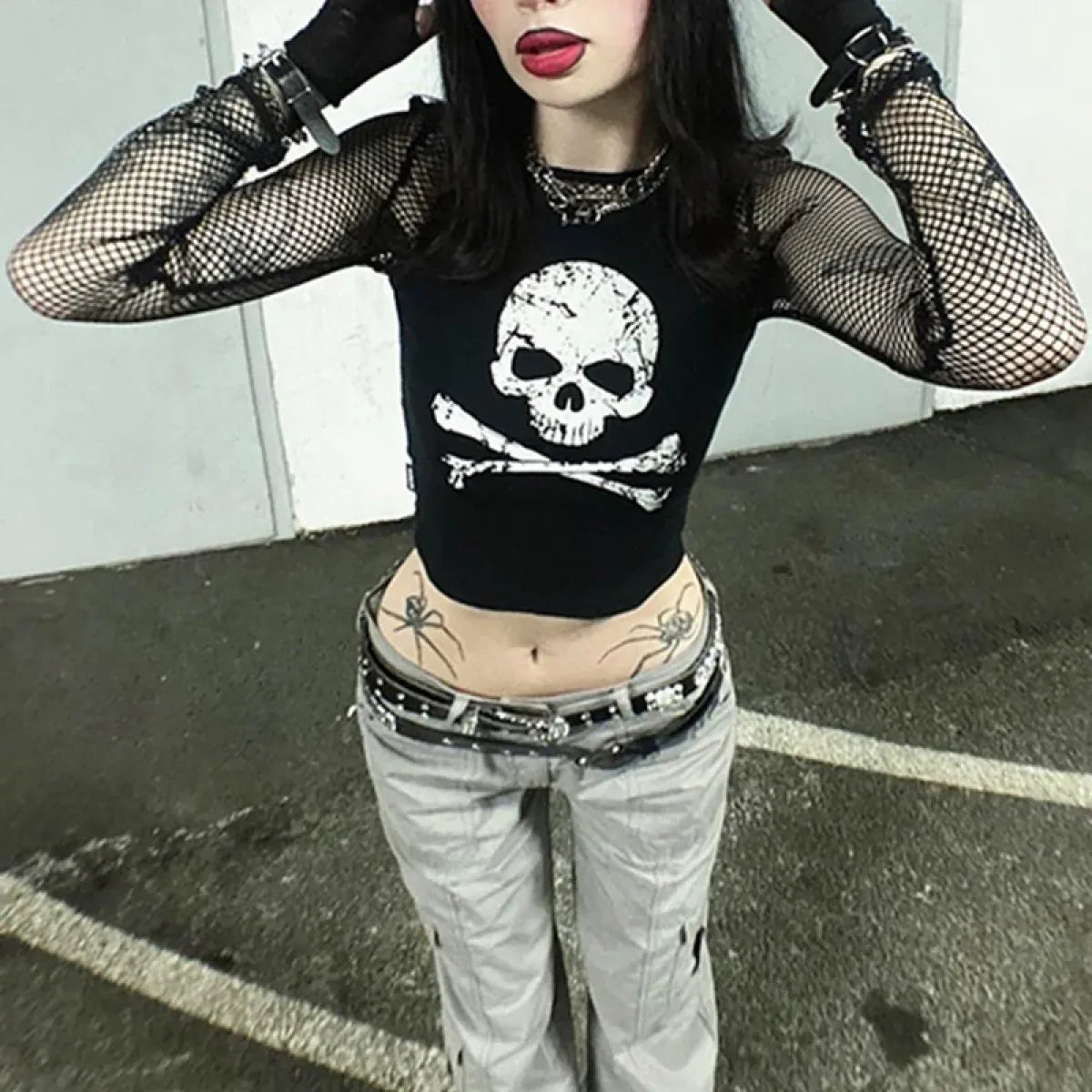 Punk Skull Camisole - Grunge Crop Top