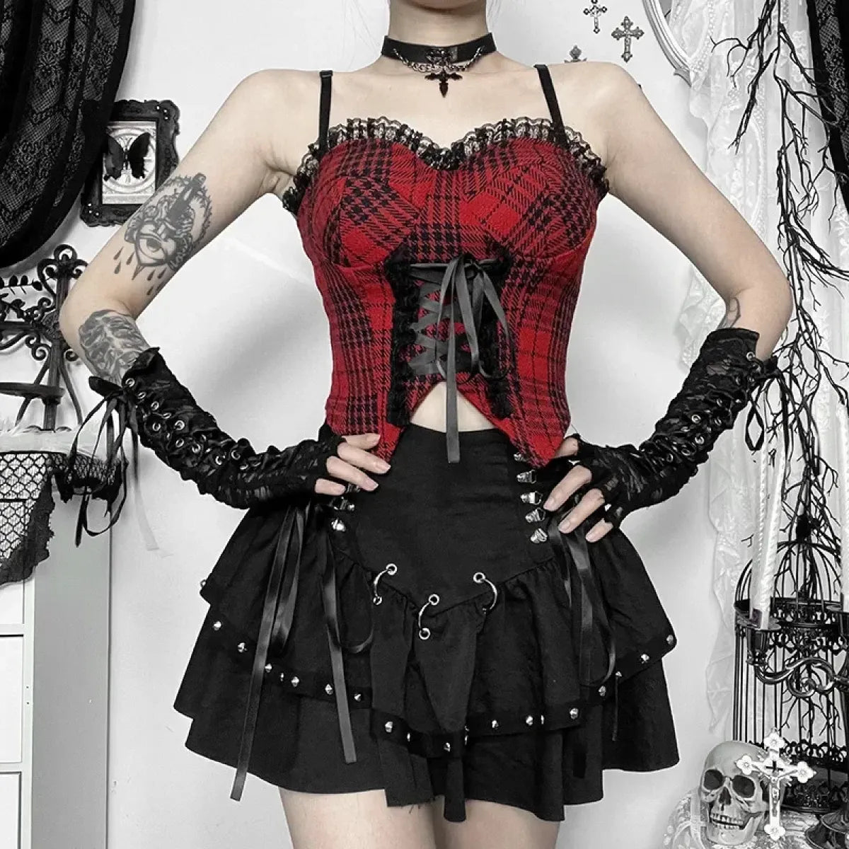 Rivet Bandage Mini Skirt