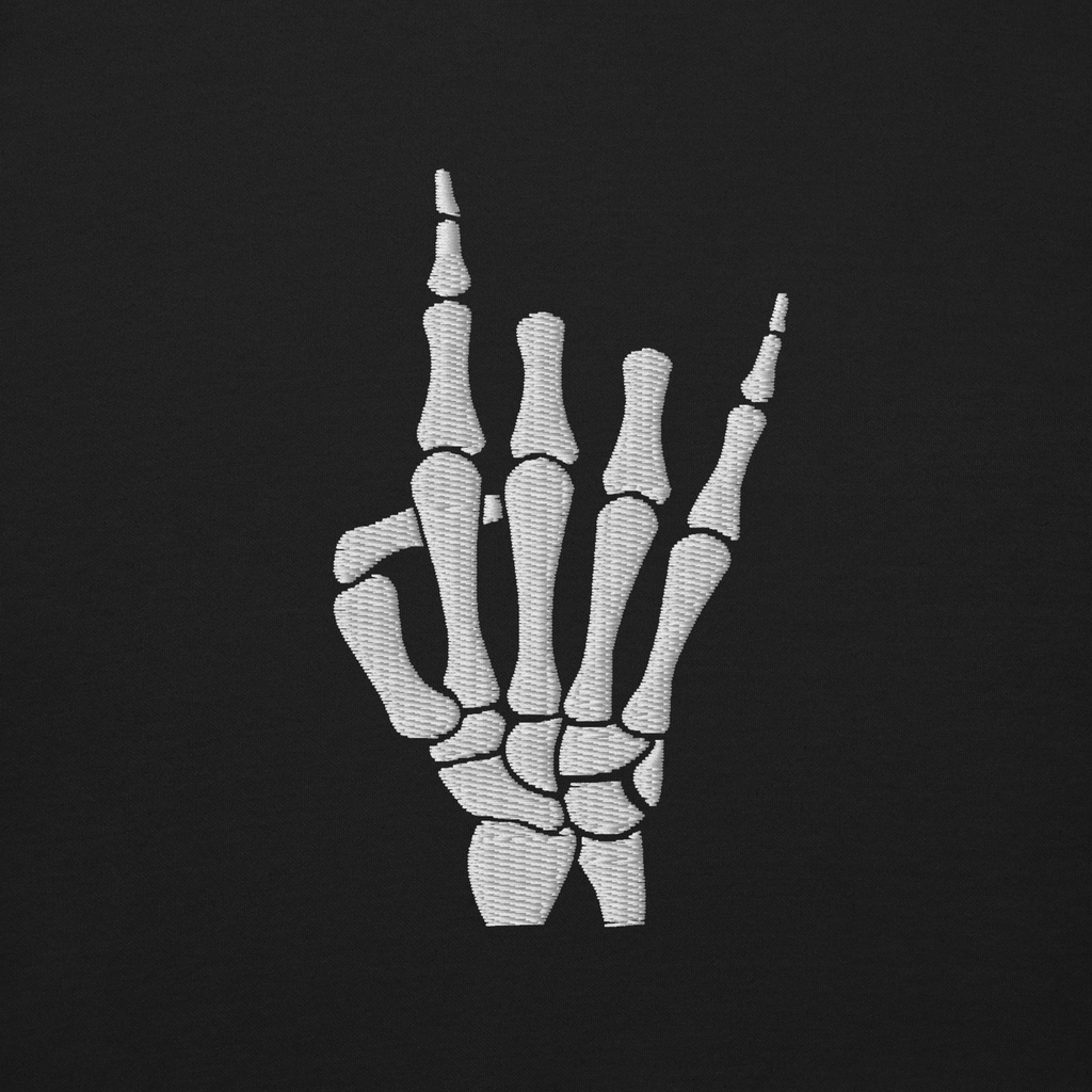 Rock On Skeleton Embroidered Sweatshirt