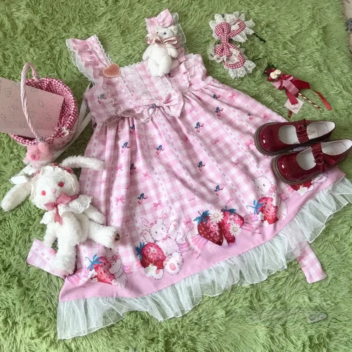 Strawberry Bunny Lolita JSK Dress – Harajuku Cosplay Style