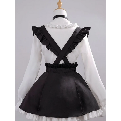 Black & White Sweet Lolita Blouse and Dress – Lace Ruffle Bow Detail