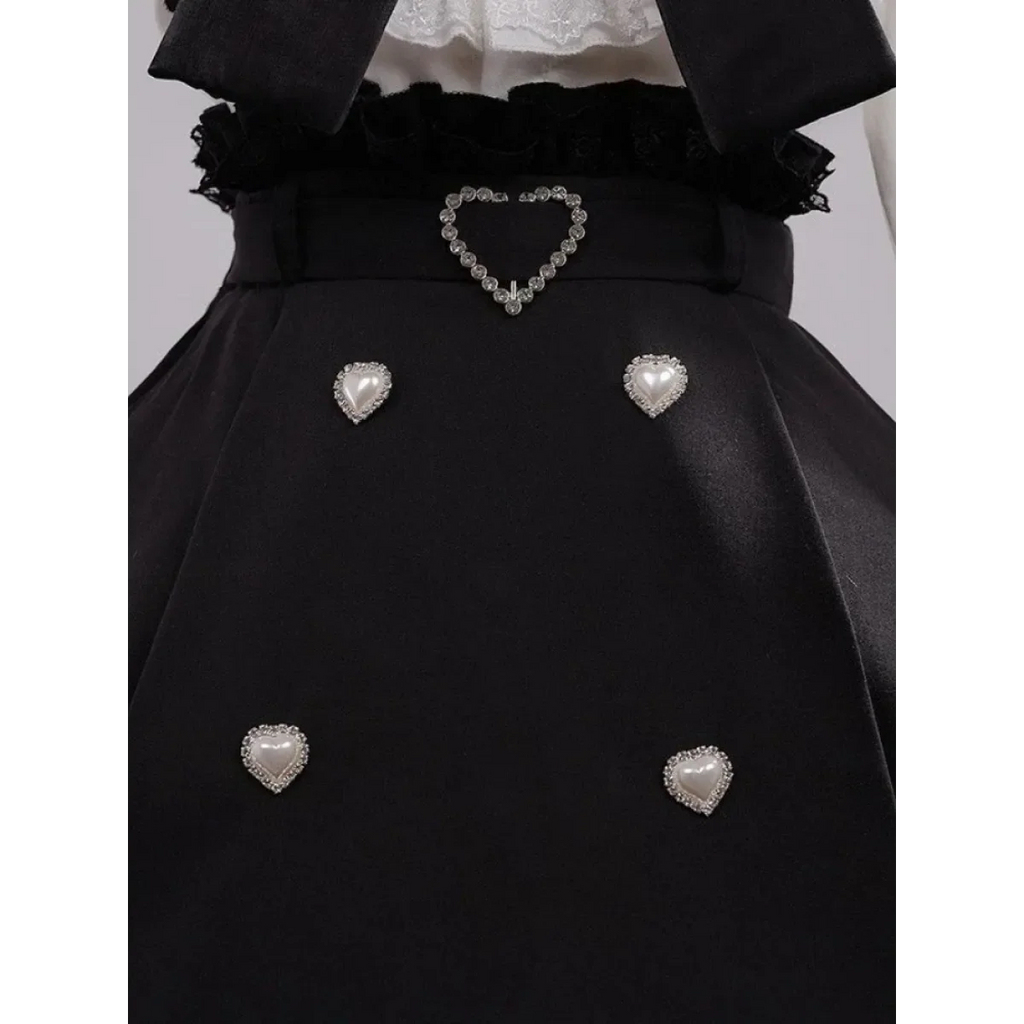 Black & White Sweet Lolita Blouse and Dress – Lace Ruffle Bow Detail