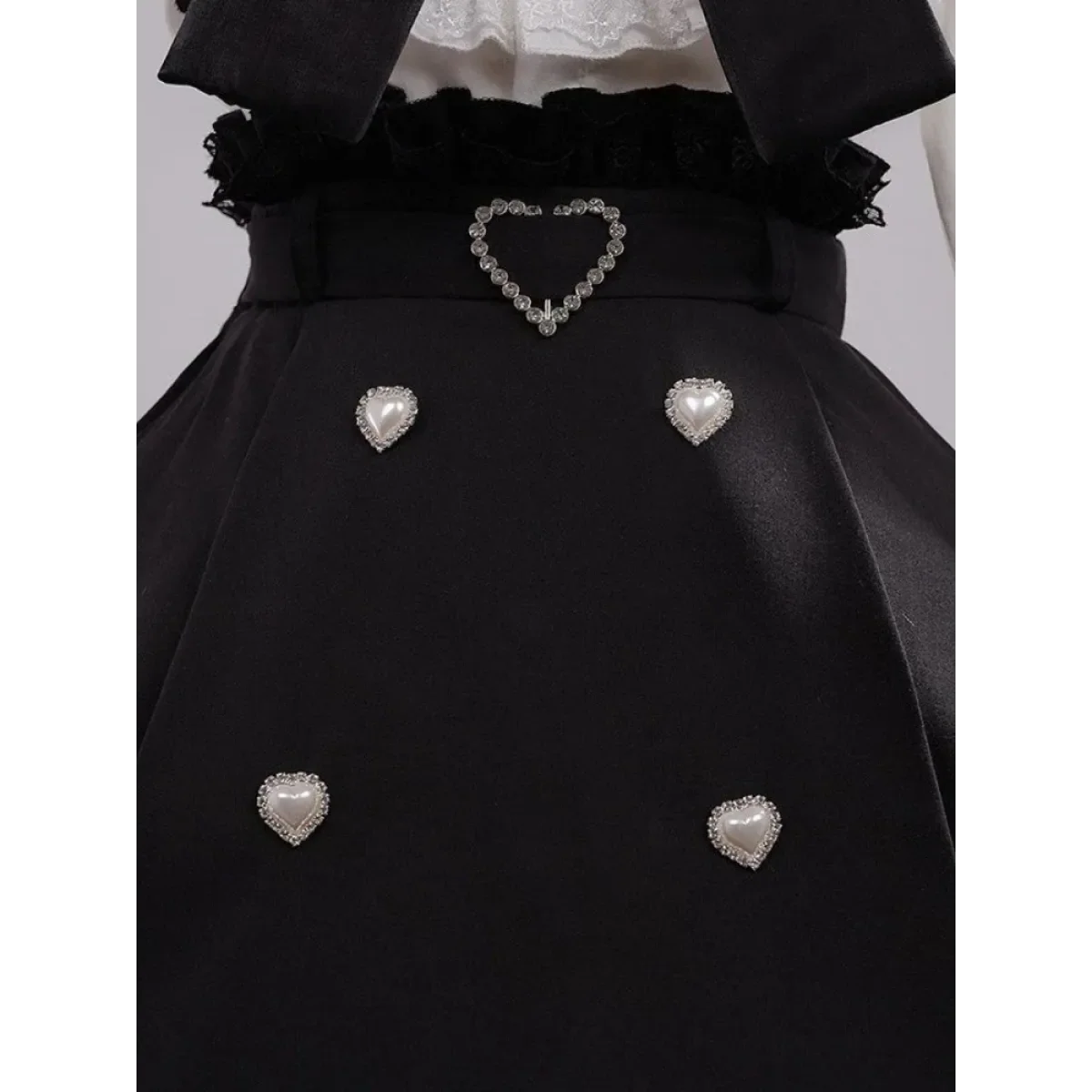 Black & White Sweet Lolita Blouse and Dress – Lace Ruffle Bow Detail
