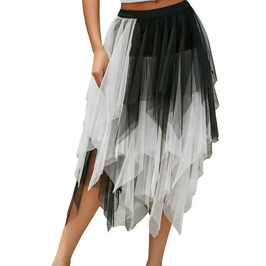 Tulle Midi Skirt for Women - Harajuku High Waist Fashion Summer Tutu