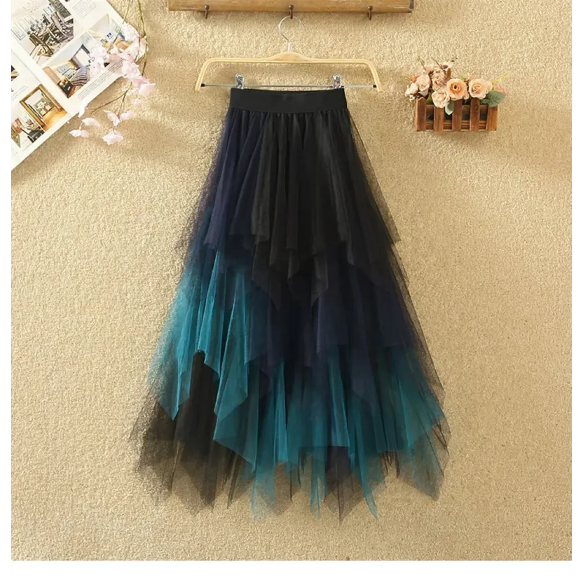 Tulle Midi Skirt for Women - Harajuku High Waist Fashion Summer Tutu