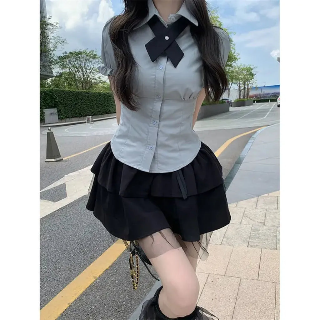 Sexy White Korean Fashion Blouse - Harajuku Chic Slim Top