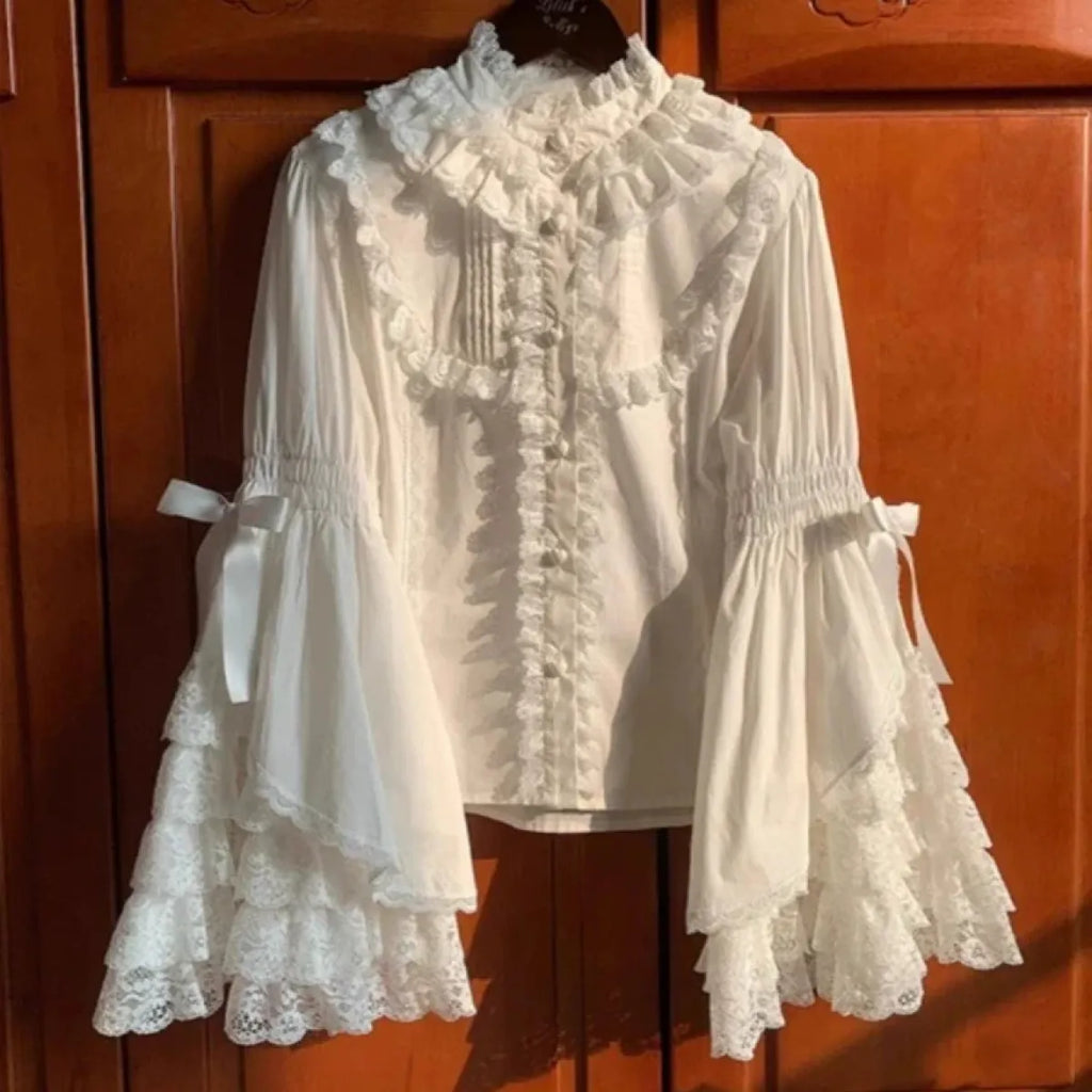 White Lolita Ruffle Lace Blouse