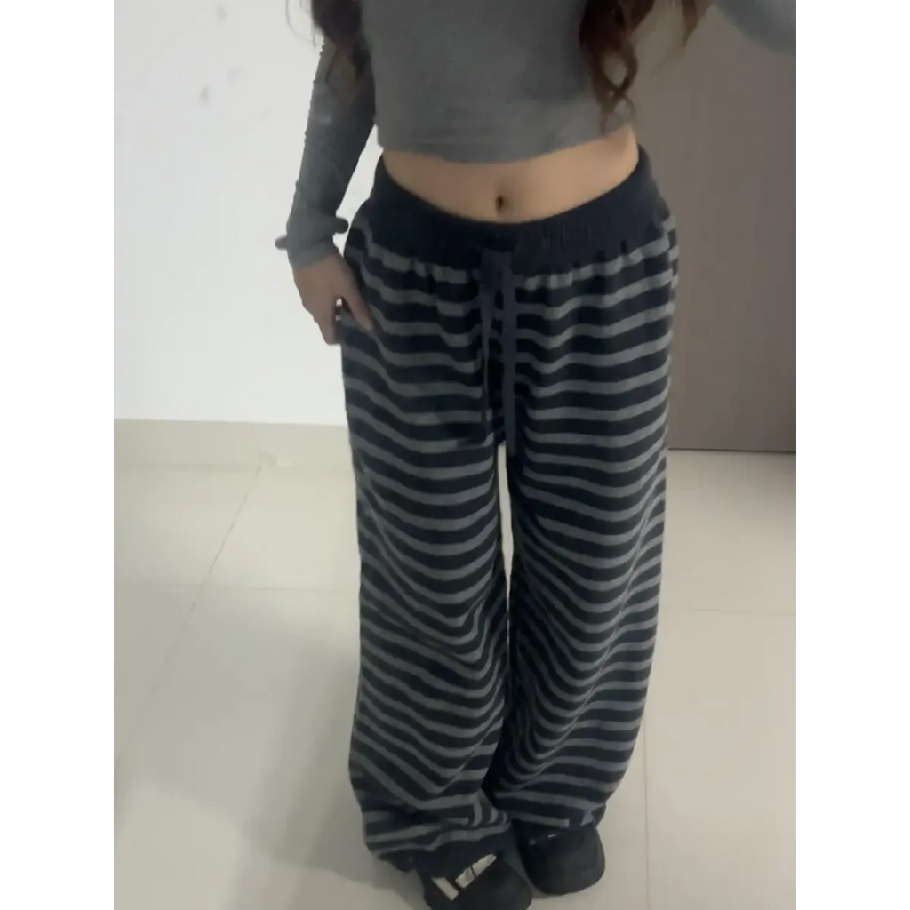 Grunge Stripe Knit Wide Leg Pants