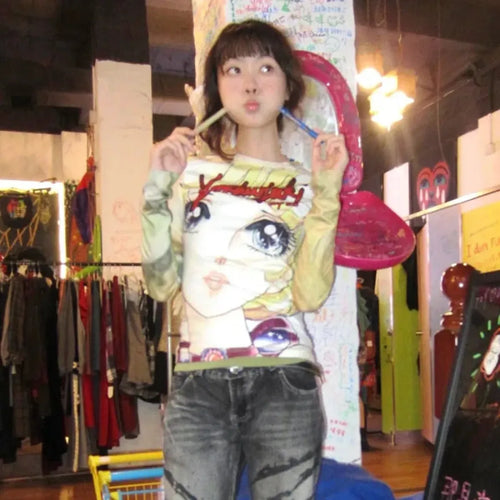 Anime Print Long Sleeve Tee