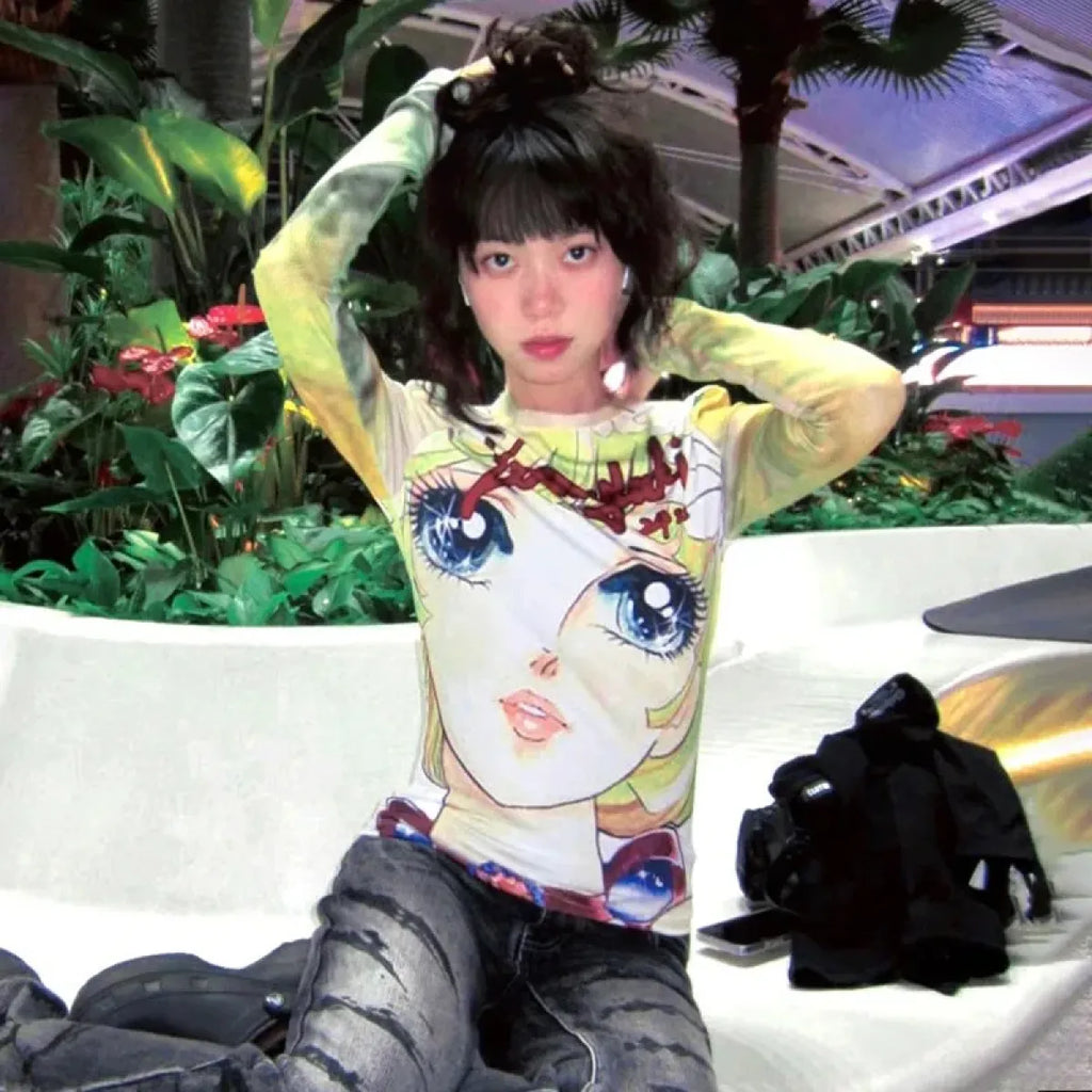 Anime Print Long Sleeve Tee