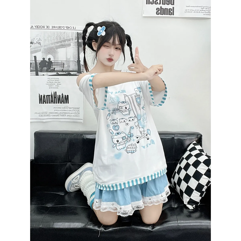 Y2K Harajuku T-Shirt – Japanese Patchwork